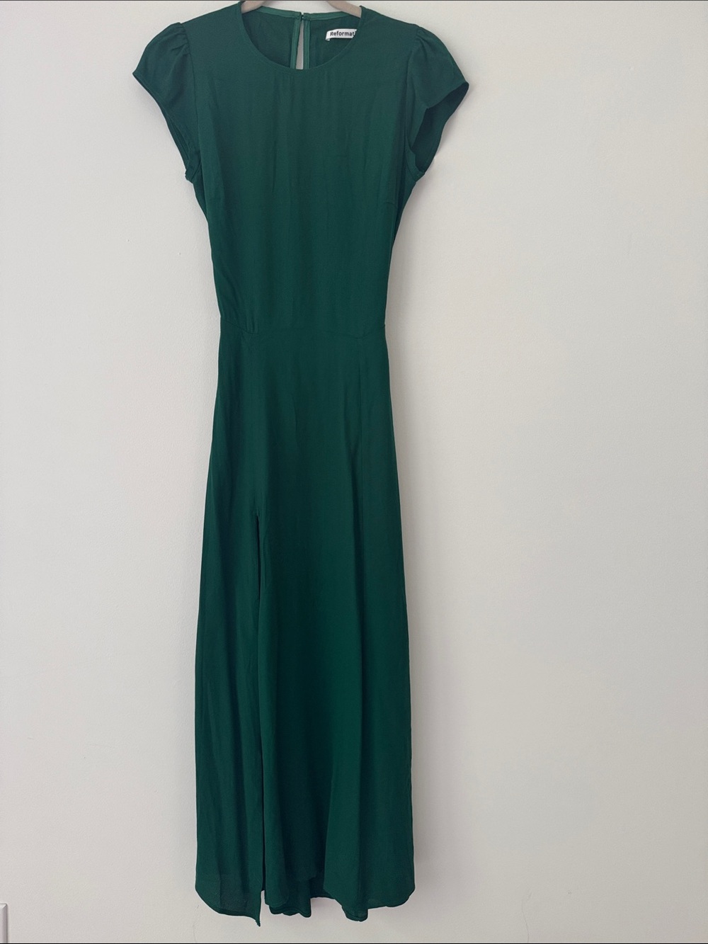 Reformation Gavin Dress - Emerald Green Cap-Sleeve Maxi